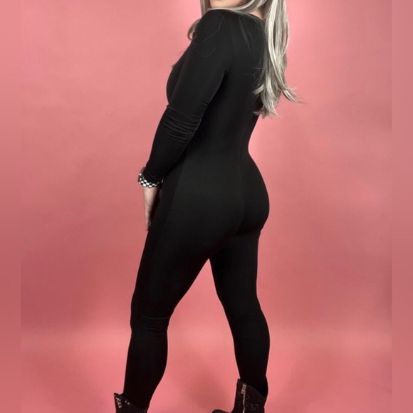 Labanby Eva Long Sleeve Zipper Solid Color Jumpsuit Black Large NIP - Picture 3 of 7